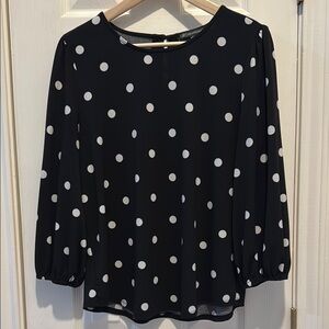 Adrianna Papell Women’s Black Polka Dot Top Size L